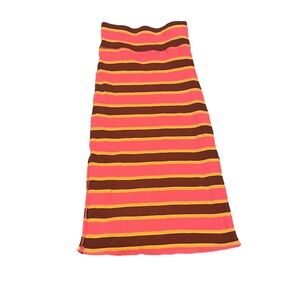 Aerie Long Pink, Yellow, Maroon Striped Ribbed Skirt Size XS